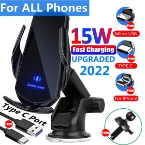 Chargers Chargeur sans fil de voiture 15W pour iPhone 13 12 11 xr x 8 Samsung S20 S10 MAGNÉTIQUE USB CHARGE FAST PROPRIÉTÉ Téléphone