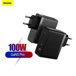 Chargers Baseus 100W GAN 5 Snelle oplader QC 4.0 3.0 Type C PD Snel chagring voor Samsung Xiaomi MacBook Laptop Telefoonlader met kabel