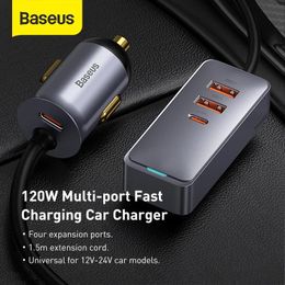 Ladegeräte Baseus 120W PD Auto-Ladegerät Schnellladegerät QC 3.0 PD 3.0 für iPhone 14 13 12 Samsung TypeC USB-Ladegerät Tragbares USB-Telefon-Ladegerät