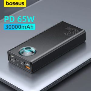 Chargers BaseUS 65W Power Bank 30000mAh PD Charge rapide FCP SCP Powerbank Chargeur externe portable pour tablette d'ordinateur portable pour smartphone MacBook