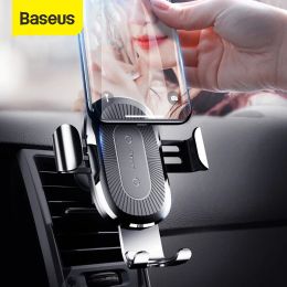 Chargers BaseUs Qi Wireless Car Charger voor smartphone auto draadloze lader 10w snelle oplaad auto lucht ventilatiebevestiging telefoonhouder