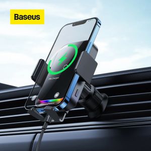 Chargers Baseus Wireless Charging Car Mount Air Outlet Téléphone Téléphone Chargeur GPS Mount pour iPhone 12 13 Pro Max Xiaomi Samsung Huawei