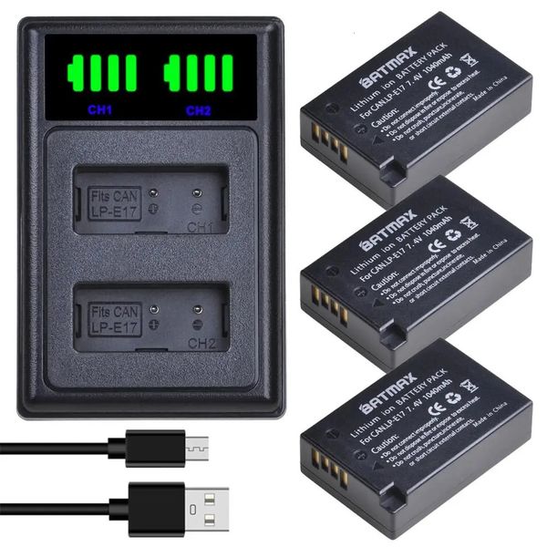 Cargadores Batmax LP-E17 LPE17 LP E17 Batería de cámara LED Cargador USB dual para R8 RP 200D 250D M3 M5 M6 750D 760D T6s 800D T8i 231204