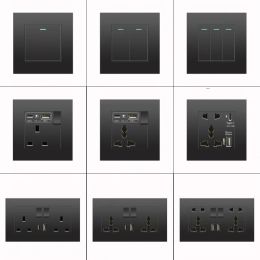 Chargers Black Uk 13a Wall Socket with Usb Type C 18w Quick Charge Plug Socket,wall Power Outlet with Usb Charger, Switch with Socket
