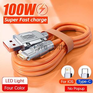 Chargeurs/Câbles Câble USB de charge ultra rapide 100W pour Apple iPhone Xiaomi Huawei Samsung Câbles de chargeur de type C à charge rapide en silicone liquide x0804