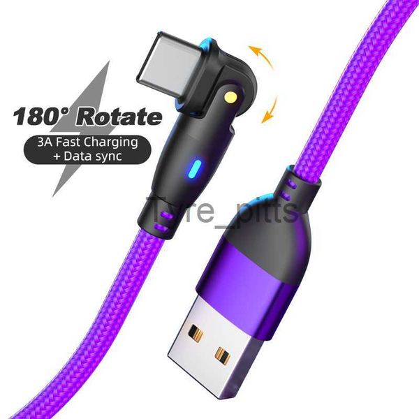 Chargeurs/Câbles 3A Câble Micro USB Type C Charge Rapide Câble de Rotation à 180 Degrés Pour Samsung Xiaomi Chargeur de Téléphone Type-C Câble de Transfert de Données x0804