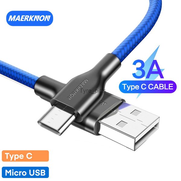 Chargeurs/câbles 3A Câble USB Type C Chargeur de charge rapide QC 3.0 Pour Samsung S21 Xiaomi 11 Huawei P50 USB C Charge de téléphone portable Câble micro USB x0804