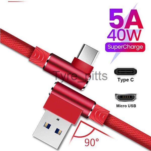 Chargeurs/Câbles Câble de charge USB 5A 40W Téléphone mobile à 90 degrés Câble de données de charge rapide adapté pour iPhone Samsung Xiaomi Type c Fast ca x0804