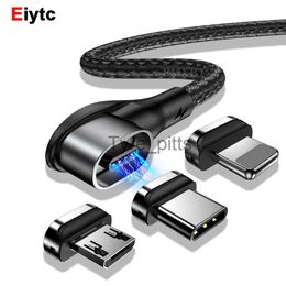 Opladers/kabels 90 graden magnetische USB-kabel LED-verlichting voor iPhone L-vormige magneet Micro USB/Type C-kabel voor Android mobiele telefoon Snelle oplader x0804