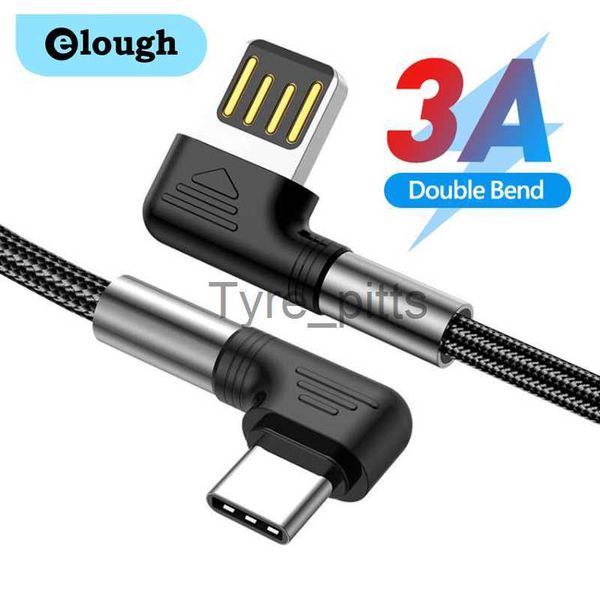 Cargadores/Cables Cable USB tipo C Elough para Xiaomi Samsung S20 S21 POCO Carga rápida 3A Cable USB-C Ángulo de 90 grados Cable para juegos QC3.0 Cable de datos x0804