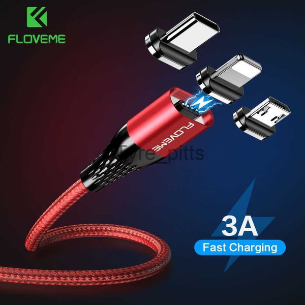 Chargeurs/Câbles FLOVEME Câble de charge USB magnétique Micro USB Type C Aimant Chargeur rapide Fil Cordon 3a Pour iPhone Samsung Redmi Note 7 8 Microusb x0804