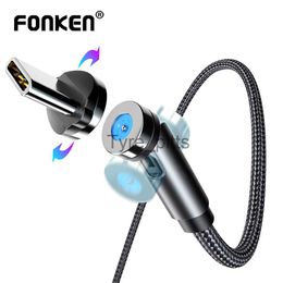 Opladers/kabels FONKEN Magnetische Kabel 540 Rotate Type C Magnetische Oplaadkabel Micro USB Magneet Oplader Koord Mobiele Telefoon Kabel Voor Iphone 11 8 x0804