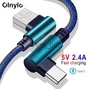 Chargeurs/Câbles Olnylo USB Type C Charge rapide à 90 degrés câble usb c Type-c cordon de données chargeur usb-c pour Samsung S9 S8 Note 9 8 Huawei P20 Lite x0804