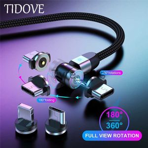 Chargers/Cables TIDOVE Magnetic USB Cable Fast Charging Type C Cable Magnet Charger Micro USB Cable Mobile Phone USB Cord New 360+180 Rotation x0804