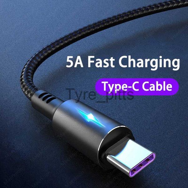 Chargeurs/Câbles Câble USB de type C 5A Cordon de données micro USB à charge rapide avec indicateur LED Pour téléphone Samsung Xiaomi Huawei Charge rapide USB C Wire x0804