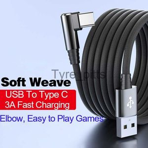 Chargeurs / Câbles Weave Elbow 3A Jeu Câble de charge rapide pour Samsung Xiaomi POCO Realme Accessoires de téléphone portable Chargeur USB Type C Câble de voiture x0804