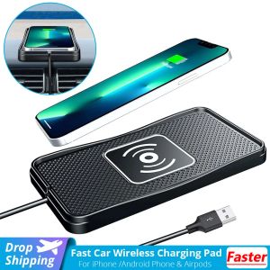 Chargers Car Phone Wireless Charger Pad Silicone Antislip pour iPhone / Samsung / Xiaomi Téléphone mobile Induction Fast Wireless Car Charging