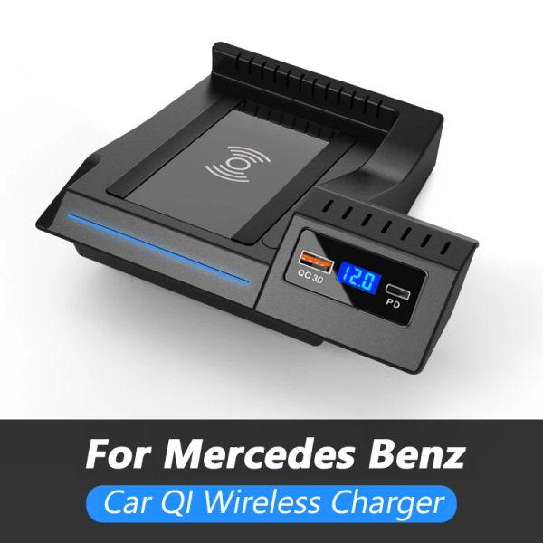 Chargers Car Qi Charger sans fil pour Mercedesbenz C Classe W205 AMG C43 C63 C180 GLC X253 20152020 Plaque de charge rapide Accessoires