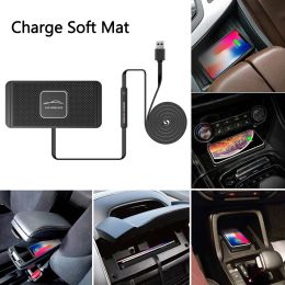 Chargers Car Qi Charger sans fil Pad Dash Dash Teorphone Holder Fast Charging Dock Station Antisiskid Mat Charger pour iPhone 11 Pro 12 Samsung