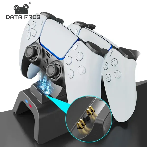 Chargeurs DATA FROG Station de chargeur LED DualSense en forme de U pour manette de jeu PlayStation5 avec câble TypeC pour accessoires de contrôleur PS5