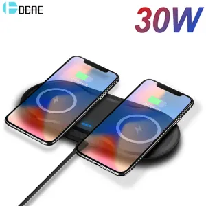 Chargers DCAE 30W snel 2 in 1 draadloze oplader voor AirPods Pro iPhone 14 13 12 11 xr x 8 Dual Charging Pad Station voor SMSung S22 S21 S20