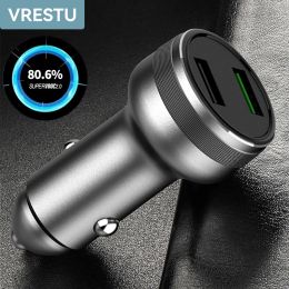 Chargers Dual Port USB Car Charger 65W Spuer Flash Charger in Car Super Dart voor Realme USB A VOOC High Current 6a voor Oppo Reno 6 Ace 2