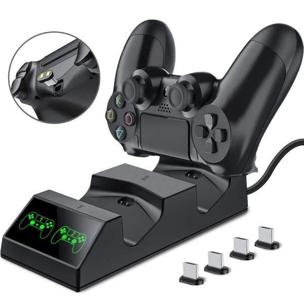 Cargadores Controlador Dual PS4 Carga de la estación Dock Magnet Base de carga para Sony PlayStation 4 PS4 Pro/Slim Wireless Controller