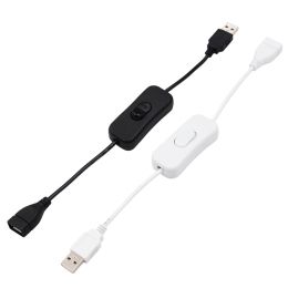 Opladers Duurzame 28 cm USB -kabel met mannelijke tot vrouwelijke aan/uit -kabelverlengingsschakelaar voor USB Lamp USB -ventilator Voedingsleiding Lijnadapter