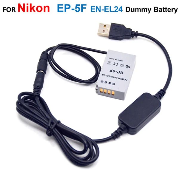 Cargadores EP5F DC Acoplador Enel24 Batería ficticia+EH5 5V Cable USB Banco de energía Banco Cargador para Nikon 1 J5 1J5 Camrea