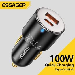 Chargers Essager 100W Chargeur de voiture USB Charge rapide QC 3.0 PD 3.0 USB Type C Car