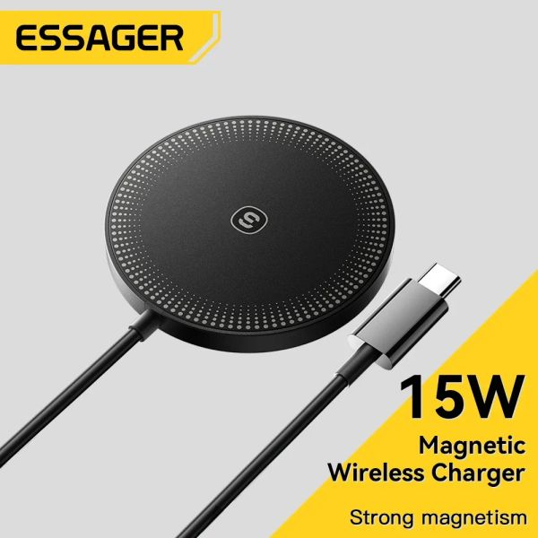 Chargers Essager 15W Chargeurs sans fil magnétiques Câble de charge rapide Type C pour iPhone 14 13 12 Pro Max Qi Chargeur de téléphone sans fil du chargeur