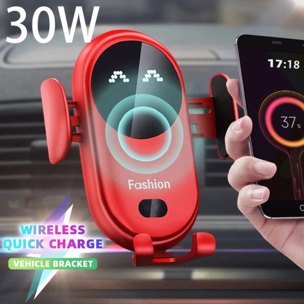 Chargers Fashion 30W Car Chargeur sans fil Smart Infrared Capteur Mobile Téléphone Mobile Qi Bandin de chargement rapide