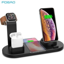 Chargers FDGAO 4 in 1 draadloze oplaadstandaard voor Apple Watch 7 6 iPhone 14 13 12 11 x XS XR 8 AirPods Pro 10W snelle lader Dock Station