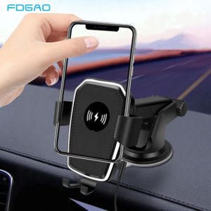 Chargers Fdgao Wireless Car Charger Mount Stand pour iPhone 14 13 12 11 XR 8 10W Porte-téléphonie de charge rapide automatique pour Samsung S21 S20