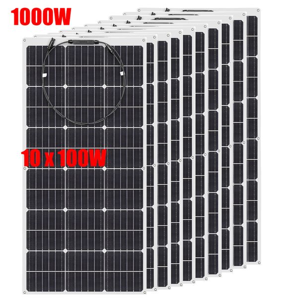 Chargeurs panneaux solaires flexibles 1 10 pièces 100W cellules Mono panneau 200W 300W 400w 1000W puissance pour batterie 12V RVs bateau maison voiture 230927
