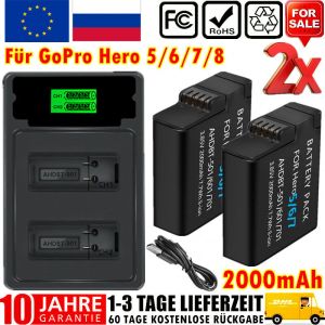 Chargers for GoPro Action Sports Camera 2000mah 3ways Fast Charger pour Go Pro Hero 10 9 7 6 10 Black Accessories