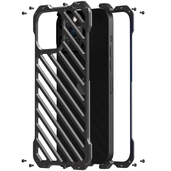 Chargers pour iPhone 13 Pro Max Metal Heat Dissipation Téléphone Boîte, nouveau Houstable Hole Dissipation Case Full Back Camera Lens Cover