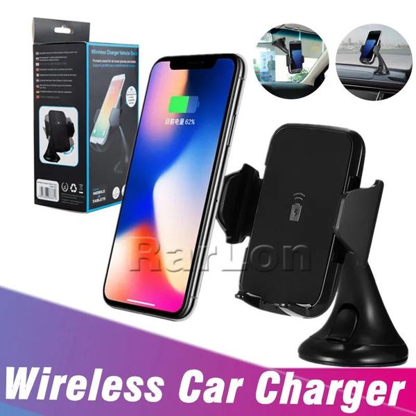 Cargadores para Iphone X Cargador inalámbrico rápido Montaje en automóvil Base de carga inalámbrica Qi rápida para Samsung Galaxy S10 S8 plus note9 Google N