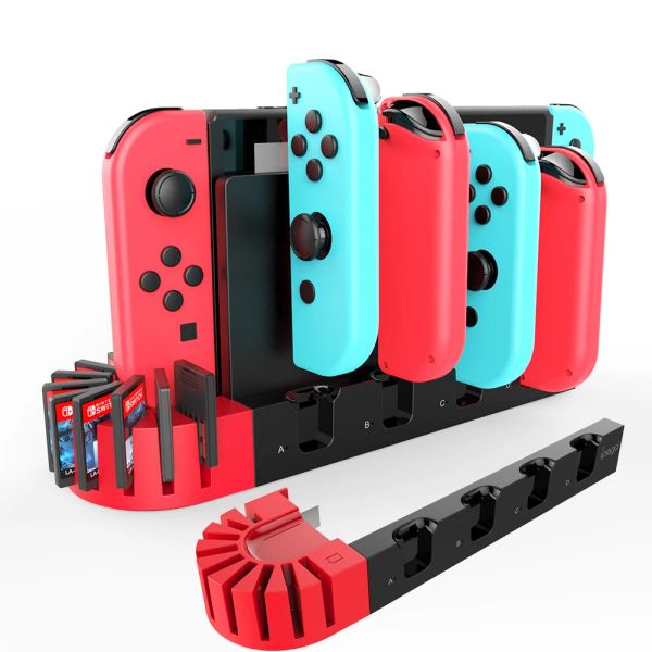 Cargadores para Nintendo Switch Cargador 4 puertos Joycons Controlador Gamepad Estación De Carga NS Switch OLED Soporte Cargador 9 Ranuras para juegos