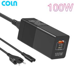 Chargers Gan 100W Chargeur de bureau rapide Coln PD100W USB TYPE C Adaptateur de puissance rapide PPS QC4.0 pour ordinateur portable MacBook iPhone14 Samsung S23 Ultra