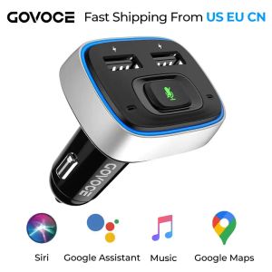 Chargers Govoce Bluetooth Car Charger con Siri Google Voice Control Cargador de automóvil inalámbrico USB Chargeres rápidos por teléfono