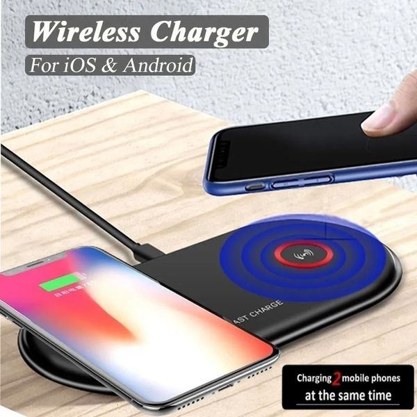 Cargadores Alto calidad 5W Dual Fast Wireless Charger para iPhone 11 11Pro XS Max XR 8 para Samsung S10 S9 S8 Nota 10 Envío gratis