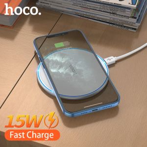 Chargers Hoco 15W PAD DE CHARGE FAST sans fil pour iPhone 12 11 Pro Max LED CHARDE CHARGE DU TÉLÉPHONE CHARGEUR DE TÉLÉPHONE sans fil pour AirPods Pro