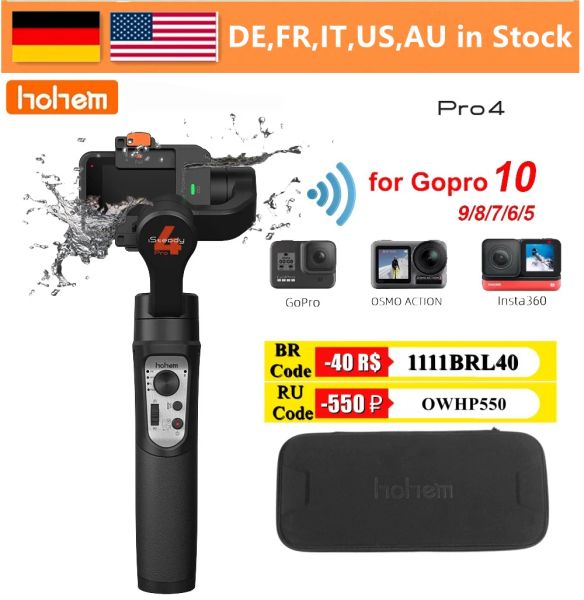 Chargers Hohem Isteady Pro 4 3axis Gimbal Action Camera Handheld Stabilizer Antichedake Wireless Control pour GoPro Hero 10 OSMO INSTA360