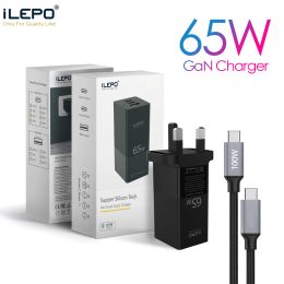 Chargers IlePO 65W GAN USB Chargeur Charge rapide PD3.0 QC4.0 Type C PD Chargeur Adaptateur de charge rapide pour l'iPhone 12 Xiaomi Huawei