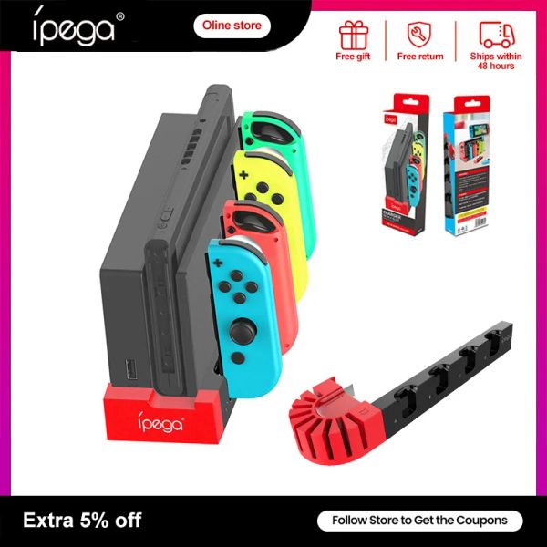 Chargers Ipega Joy Con Charger Cargo Dock Suptor de la estación de stand para Nintendo Switch Joycon Accesorios de controlador de consola de juegos