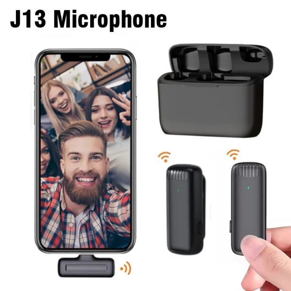 Chargers J13 Microphone Lavalier sans fil avec chargeur Portable Video Receiver Mic pour iPhone Samsung Xioami Live Broadcast