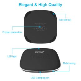 Chargers Jianhan Qi Charger sans fil 15W pour Slim Fast Charger 3.0 Charge pour Samsung Galaxy S8 S9 S7 Edge Qi USB Pad