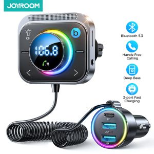 Chargers Joyroom Bluetooth 5.3FM/AUX Bluetooth -auto -adapter Autolader Bass Boost 3 Poorten PDQC 3.0 FM Bluetooth -auto -zender