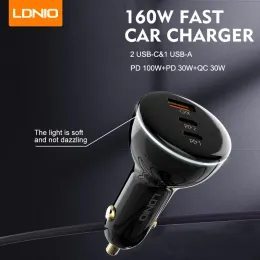 Chargers LDNIO 160W Chargeur de téléphone Véhicule de voiture USB C Charger pour téléphone mobile / PAD / CAMERA PD + QC 3 Port Adaptateur de charge rapide du port